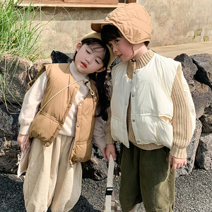 儿童羽绒服马甲新款宝宝秋冬坎肩男女中小童装轻薄款外穿背心外套