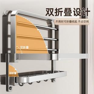优勤毛巾架304不锈钢浴室置物架卫生间免打孔浴巾架卫浴五金挂件