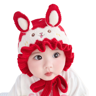 贝娜茜腈纶毛线帽无檐护耳保暖