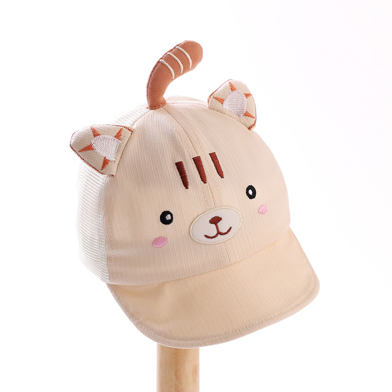 婴儿帽子春夏薄款可爱超萌婴幼儿男女猫咪帅气网格透气夏季鸭舌帽