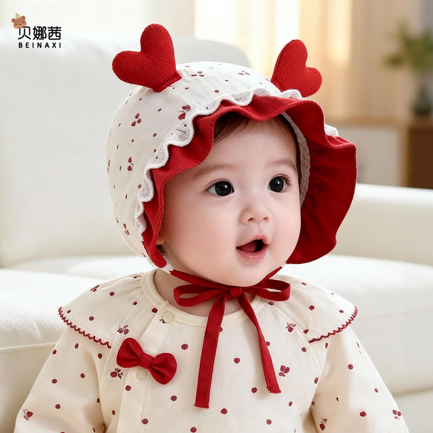 贝娜茜婴儿帽子春秋季洋气护耳帽图片