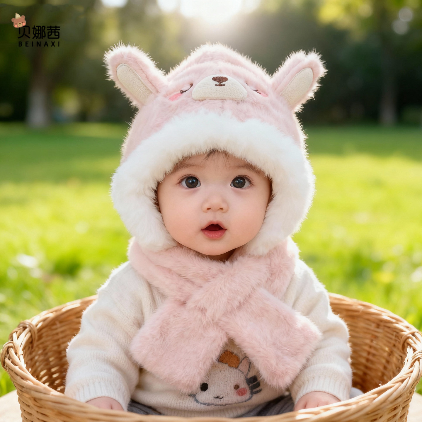 婴儿帽子秋冬卡通围巾一体毛绒帽男童女童保暖加厚外出护耳帽冬天,童装/婴儿装/亲子装,帽子,淘宝优惠券,粉丝福利购,淘宝优惠卷