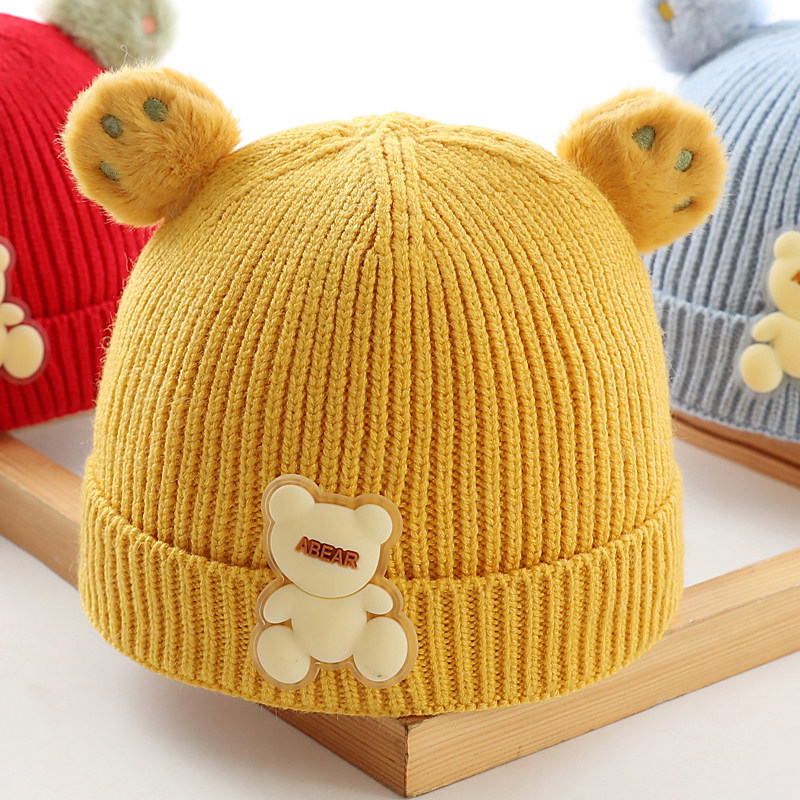 宝宝帽子秋冬季男女婴幼儿韩版新生儿可爱超萌护耳婴儿冬天毛线帽