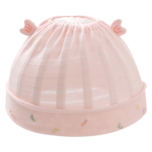 婴儿帽子夏季薄款宝宝单层透气护卤门空顶帽婴幼儿胎帽新生儿纯棉