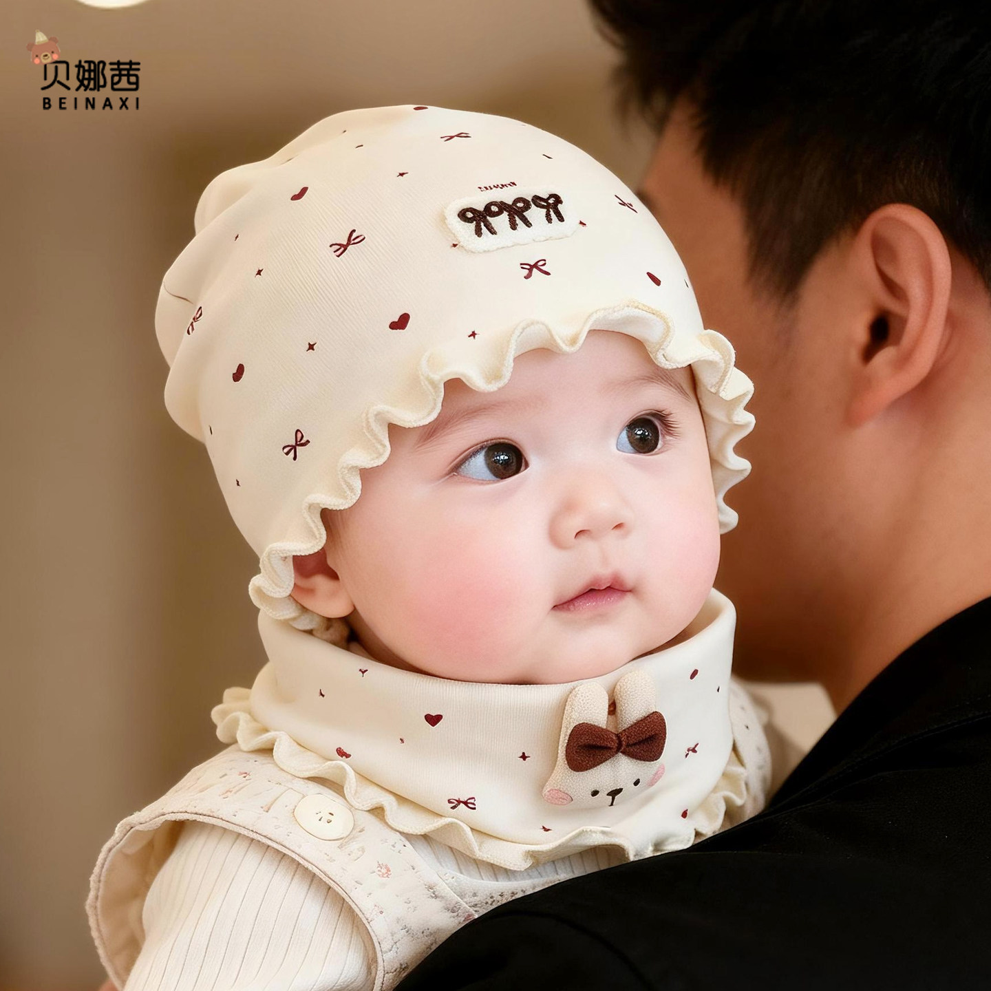 婴儿帽子春秋季薄款女宝宝洋气外出护囟门帽婴幼儿冬季胎帽套头帽
