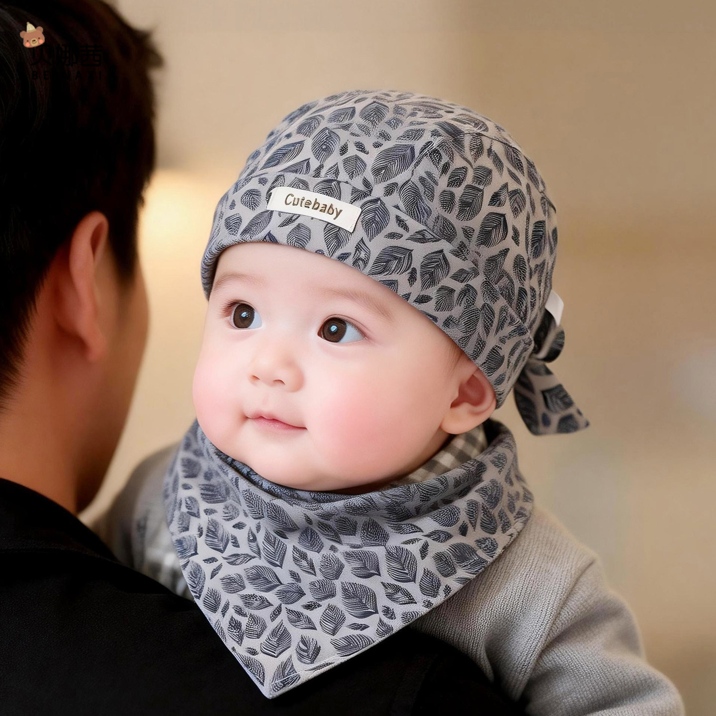 婴儿帽子春秋季薄款男宝宝韩版囟门帽婴幼儿外出可调节海盗帽冬天