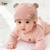 婴儿帽子秋冬季 宝宝女洋气保暖囟门帽婴幼儿冬天加厚男护耳帽胎帽