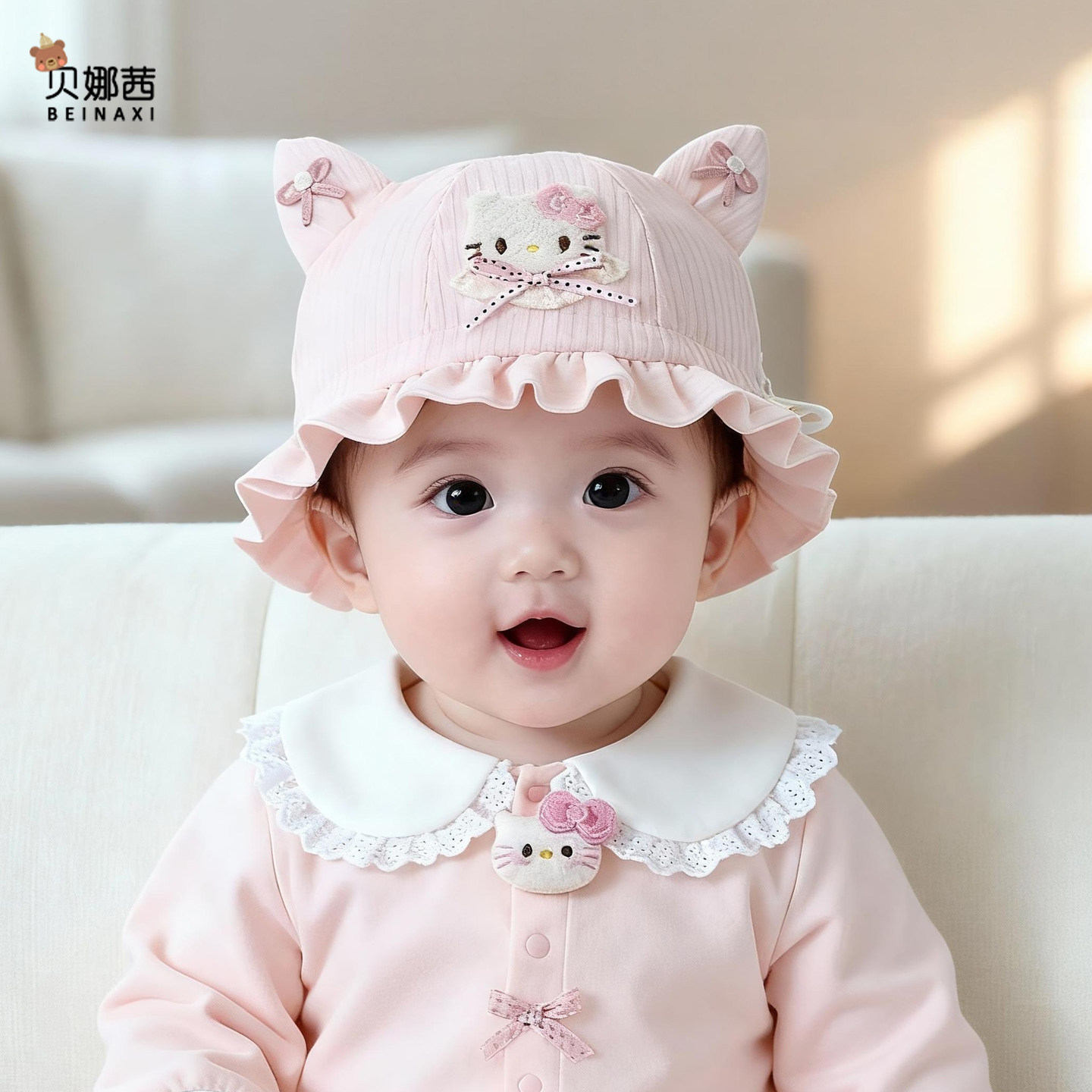 贝娜茜婴儿帽子春秋季洋气渔夫帽图片