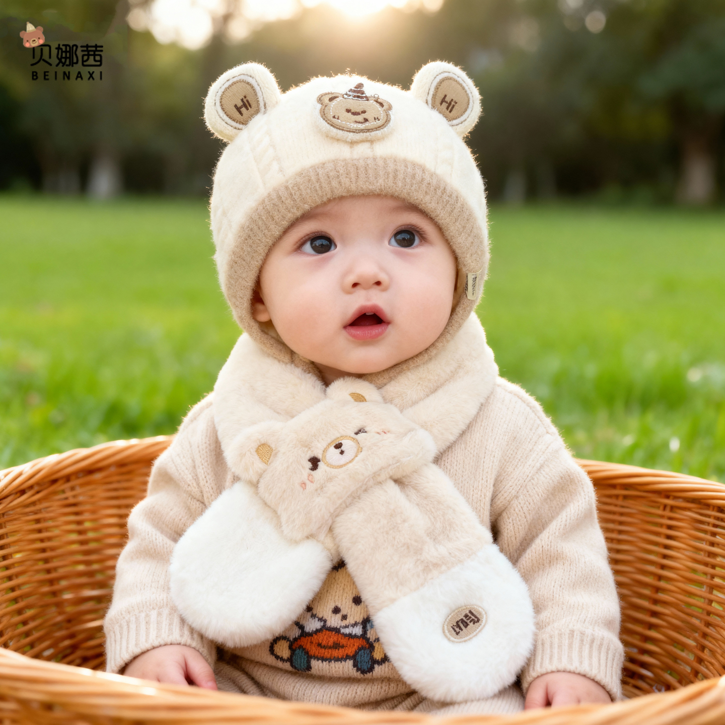 贝娜茜婴儿帽子毛线帽保暖防风冬