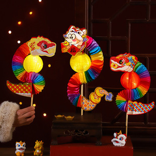 新款diy手持翻翻蛇可爱蛇挂饰卡通蛇生肖挂件春节元宵灯笼舞龙