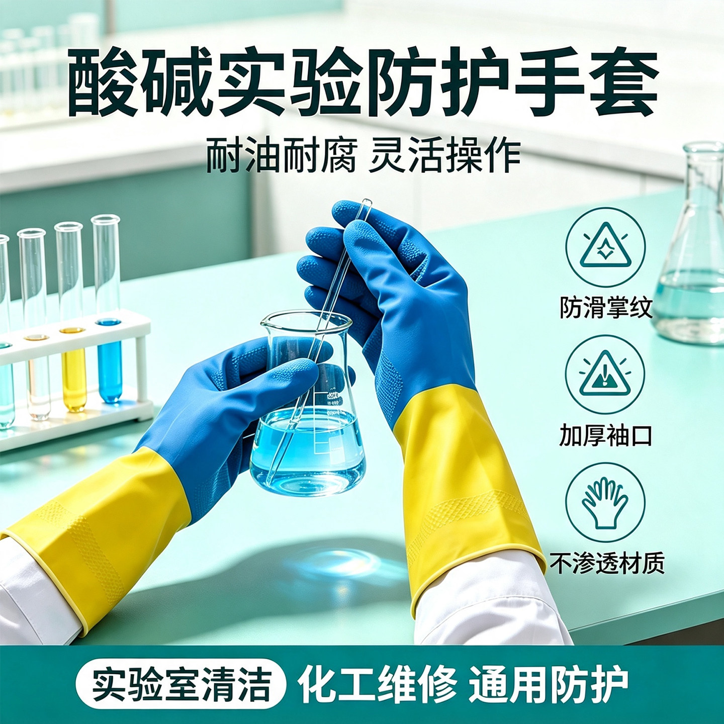 防腐蚀耐酸碱手套实验室防化橡胶