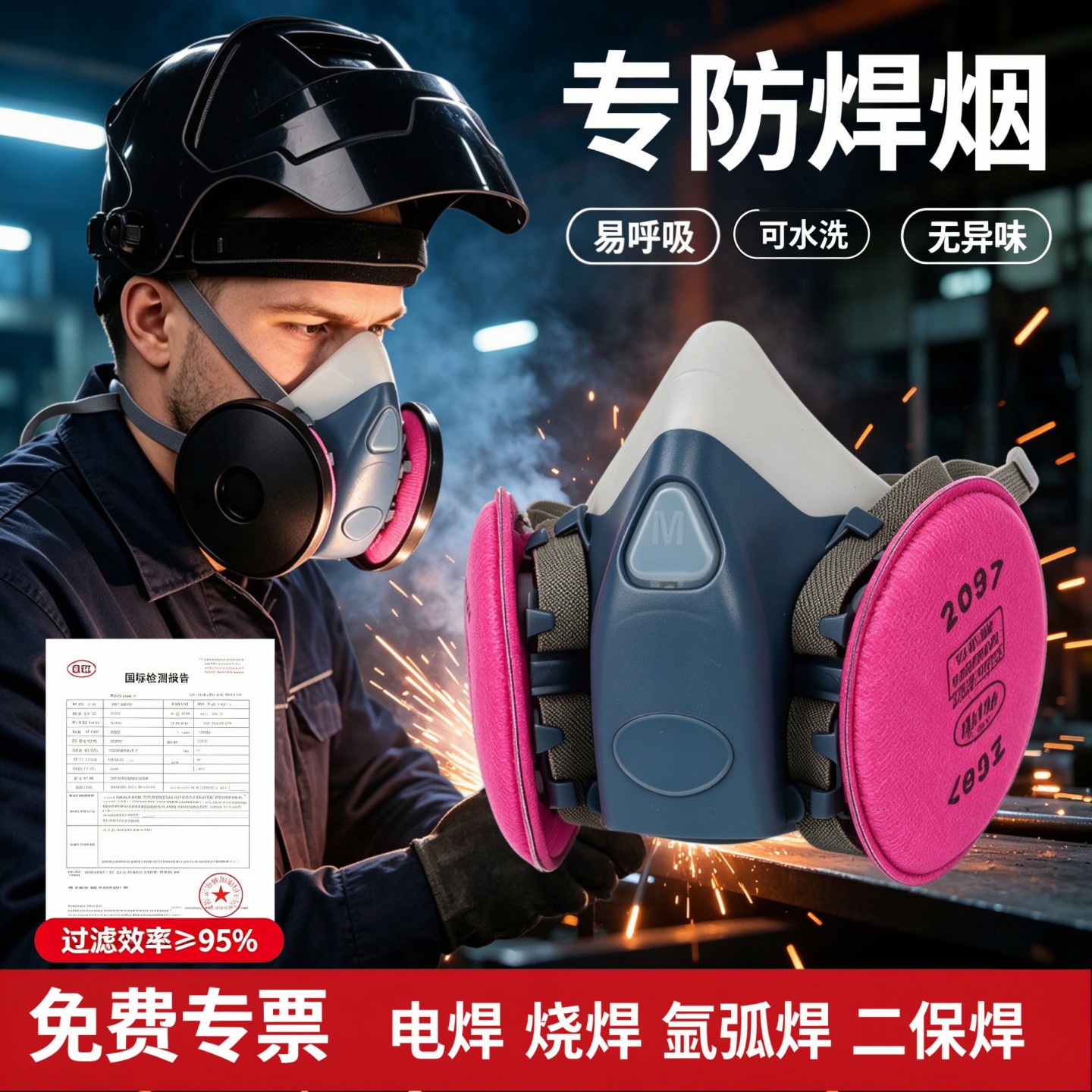 焊工专用口罩防尘透气防粉尘焊烟