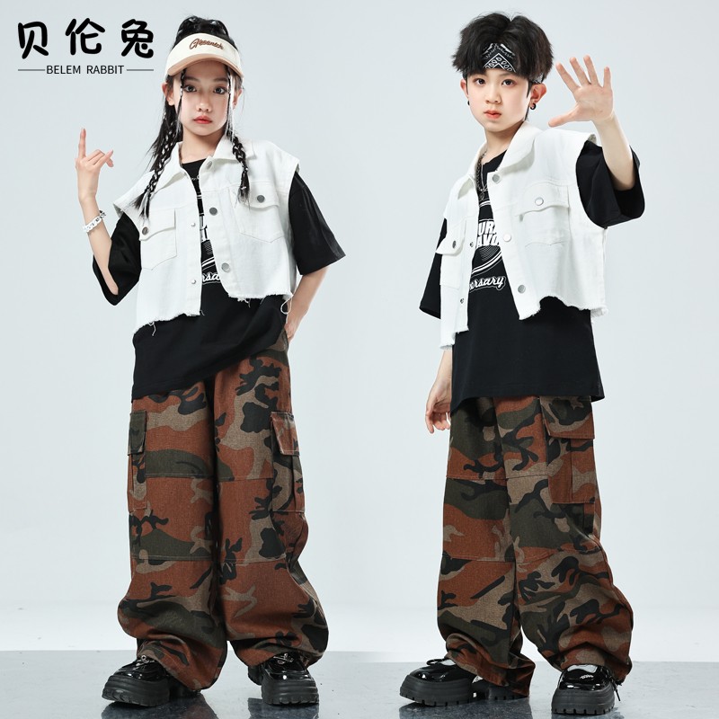 街舞儿童潮服马甲套装小学生breaking演出服少儿爵士舞练功炫酷服
