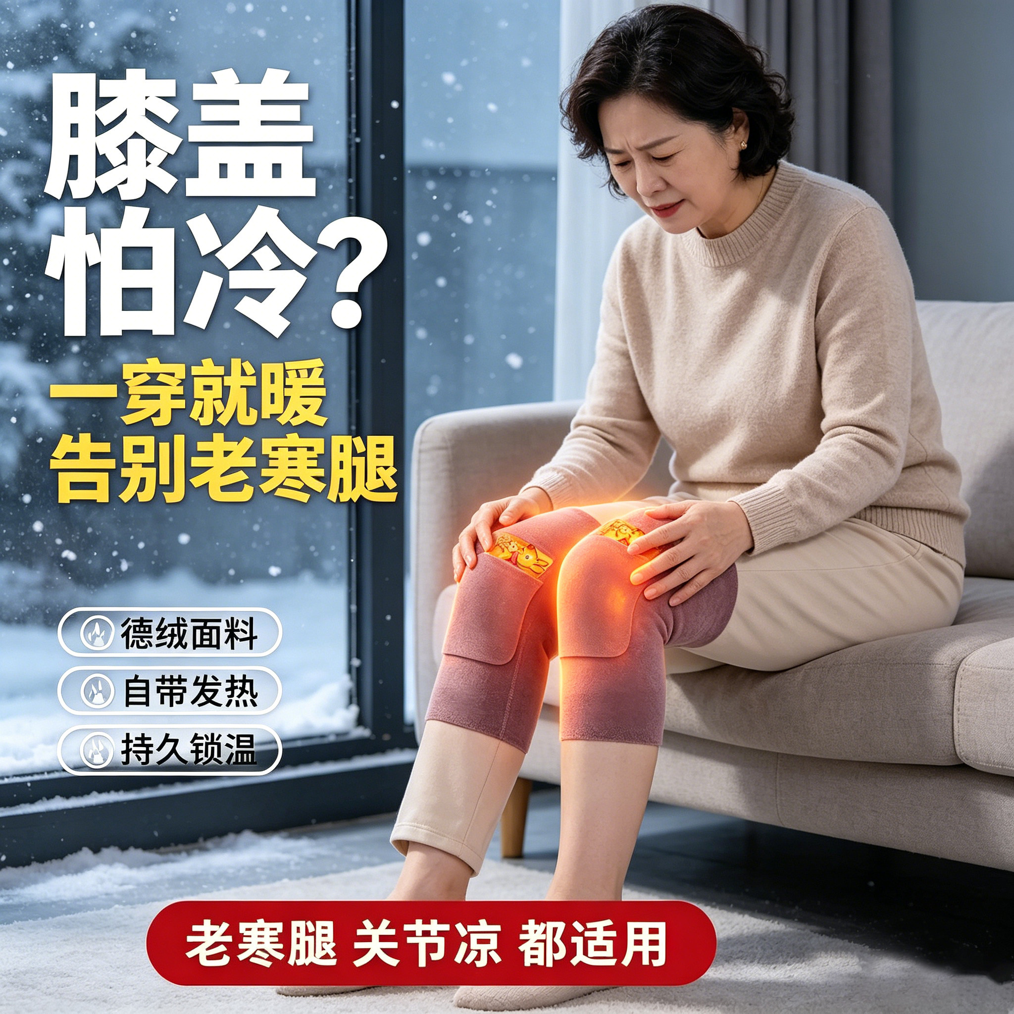 秋冬老寒腿保暖德绒护膝!
