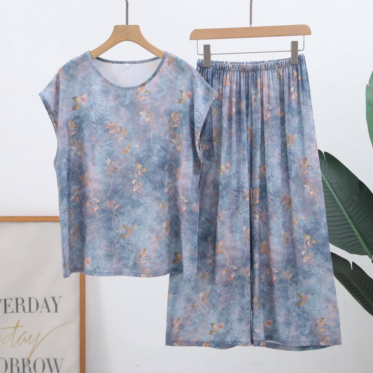 夏季绵绸睡衣女2026新款棉绸短袖薄款大码可外穿中老年家居服套装