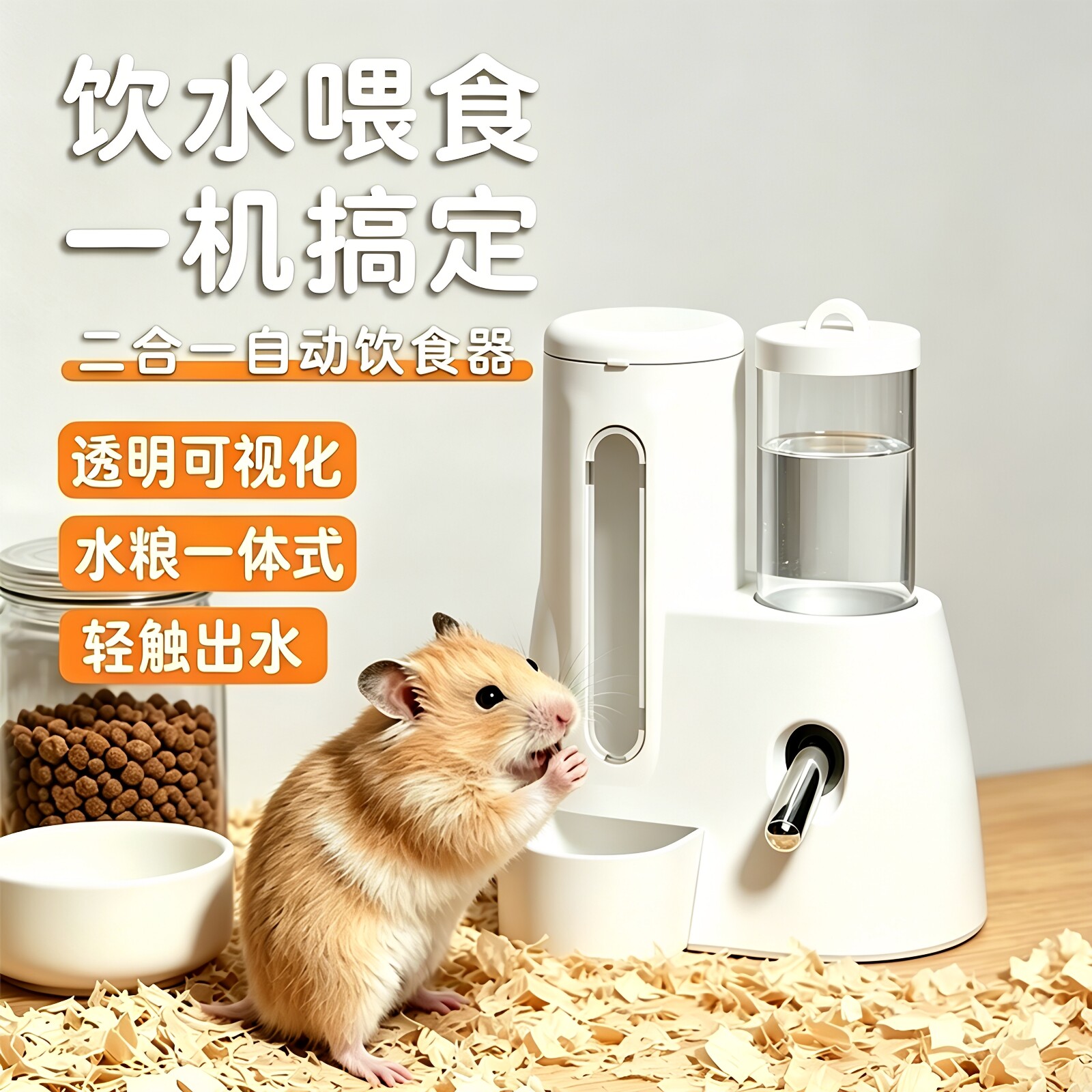 仓鼠自动喂食饮水器防漏金丝熊荷兰猪兔子喂水喝水水壶食盆二合一