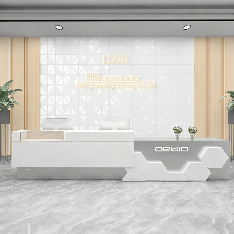 公司前台3d木纹格栅logo背景墙纸