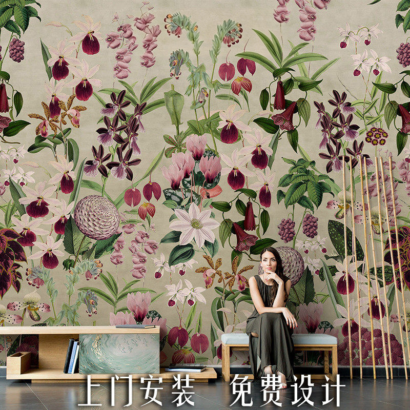东南亚热带植物墙布墙纸客厅沙发卧室2026新款电视背景墙壁布壁画
