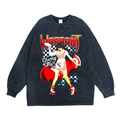 WARRANT委任状乐队印花长袖T恤