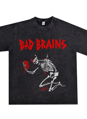 欧美摇滚根源雷鬼组合BAD BRAINS坏脑乐队印花T恤水洗做旧男女