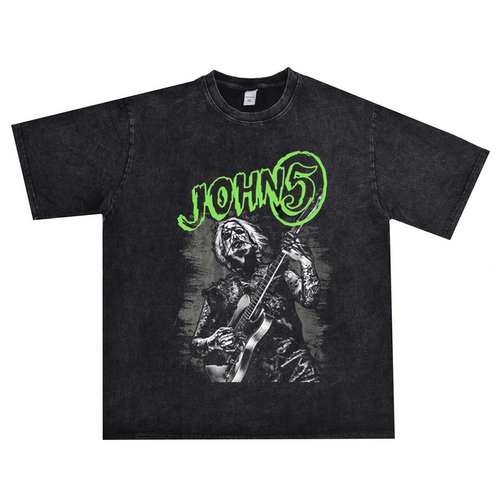 五爷john5吉他手印花T恤