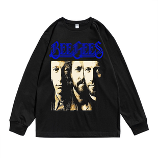 T恤男女宽松版 流行音乐组合Bee Gees比吉斯BGs乐队人物印花长袖