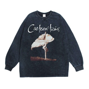数码直喷摇滚极地双子星Cocteau Twins乐队印花长袖t恤重磅纯棉
