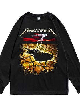 芬兰金属Apocalyptica启示录摇滚乐队个性T恤长袖男女同款宽松潮