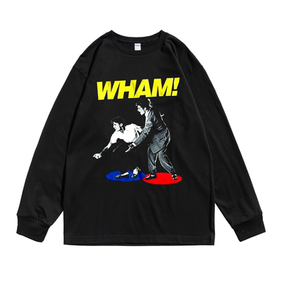 欧美摇滚威猛乐队WHAM组合印花个性设计T恤长袖宽松纯棉男女同款