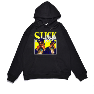 欧美东岸硬核说唱Slick Rick独眼MC歌手印花卫衣宽松街头男女外套