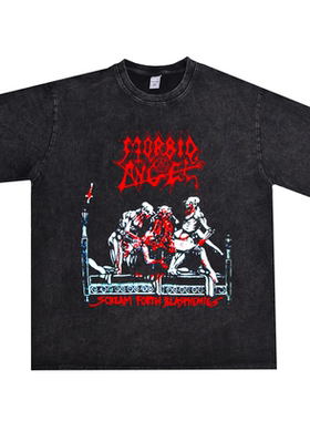 直喷病态天使乐队Morbid Angel摇滚印花T恤短袖嘻哈重磅可定制
