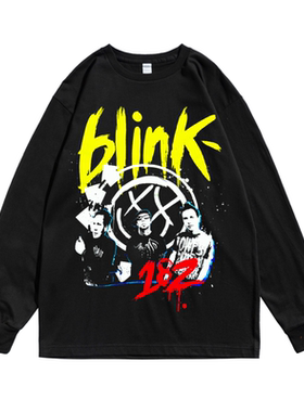 欧美Blink-182眨眼182朋克乐队摇滚印花长袖T恤宽松纯棉男女同款