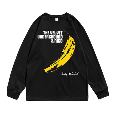 欧美摇滚The Velvet Underground地下丝绒乐队香蕉印花长袖T恤