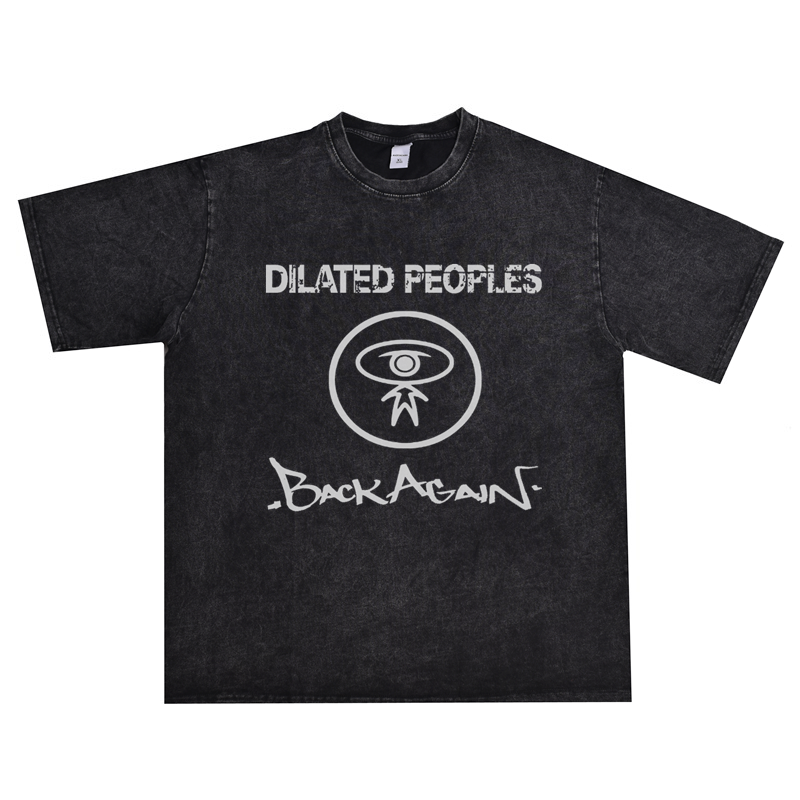 西岸地下说唱组合dilated peoples嘻哈饶舌水洗做旧t恤短袖宽松