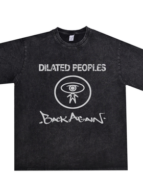 西岸地下说唱组合Dilated Peoples嘻哈饶舌水洗做旧T恤短袖宽松