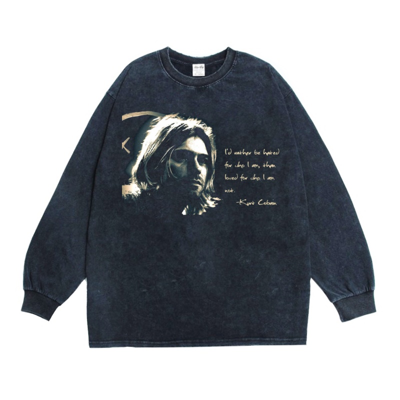 科特柯本KurtCobain印花长袖T恤