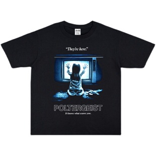 欧美经典怀旧老电影鬼驱人吵闹鬼个性设计海报印花T恤短袖宽松