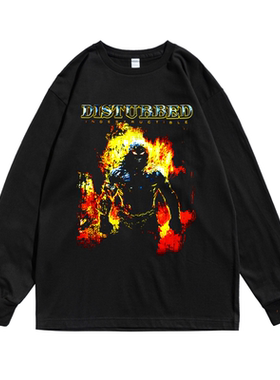 欧美摇滚乐团另类金属Disturbed乐队专辑印花长袖T恤宽松纯棉男女