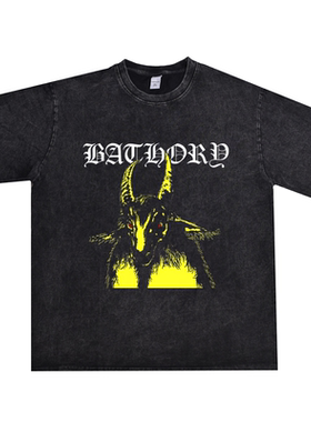 吸血女伯爵 Bathory乐队印花短袖宽松纯棉T恤男女圆领重磅可定制