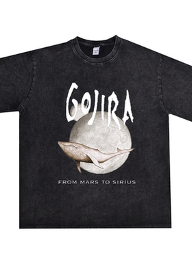 数码直喷重金属乐队Gojira哥斯拉宽松印花T恤短袖重磅纯棉可定制