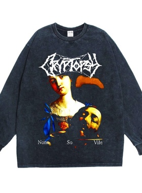 数码直喷死亡金属摇滚Cryptopsy地宫石魔乐队印花长袖T恤男女纯棉
