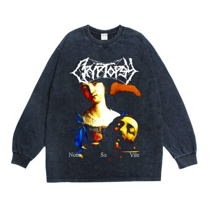 数码直喷死亡金属摇滚Cryptopsy地宫石魔乐队印花长袖T恤男女纯棉