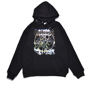 欧美重金属摇滚ONSLAUGHT乐队印花个性 街头秋冬卫衣宽松男女外套