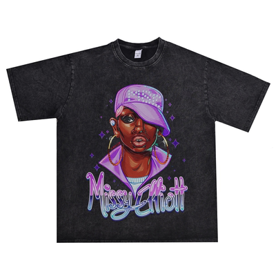 欧美女歌手rap蜜西嘻哈印花短袖