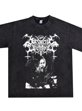 数码直喷黑金属撒旦的将领Satanic Warmaster摇滚乐队短袖T恤纯棉