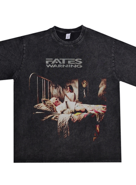 重金属摇滚Fates Warning命运警告警示乐队水洗做旧T恤可定制重磅