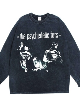 数码直喷摇滚The Psychedelic Furs迷幻皮草乐队印花长袖T恤宽松