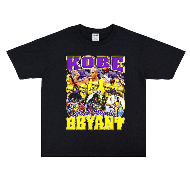 篮球科比·布莱恩特Kobe Bryant黑曼巴海报纪念印花T恤短袖宽松