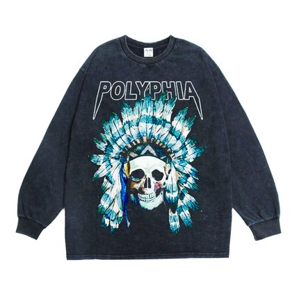 数码直喷金属摇滚Polyphia乐队印花长袖T恤宽松纯棉男女可定制