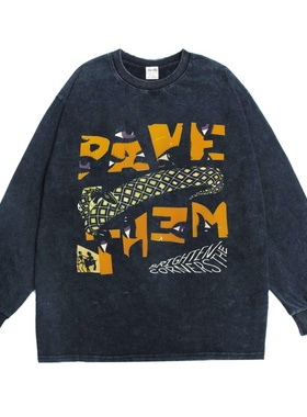 数码直喷独立摇滚Pavement人行道乐队印花长袖T恤重磅纯棉宽松